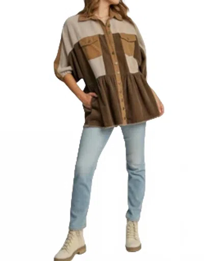 Umgee Corduroy Button Down Jacket In Brown