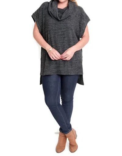 Umgee Cowl Neck Tunic Sweater - Plus In Oreo In Gray