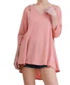 Umgee Criss Cross Cutout Detail Tunic Top In Salmon In Multi