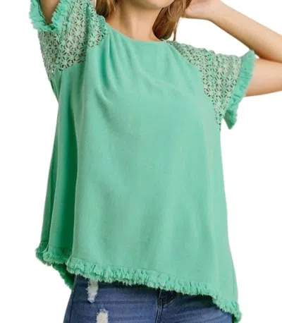 Umgee Crochet Detailed Top In Emerald In Gold