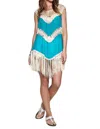 Umgee Crochet Fringe Tunic In Blue In Blue