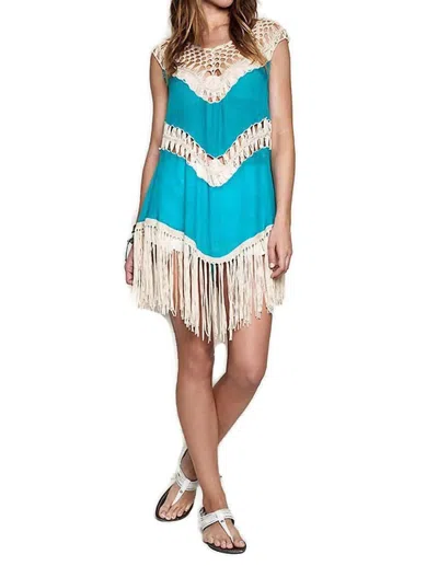 Umgee Crochet Fringe Tunic In Blue