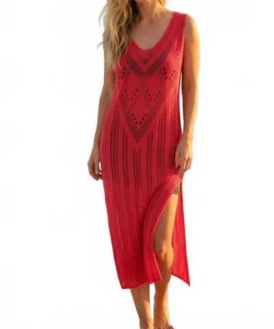 Umgee Crochet Knit Beach Cover Up In Coral In Pink