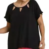 Umgee Cut Out Round Neckline Top In Black In Black