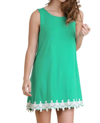 Umgee Cutout Back Crochet Hem Dress In Emerald In Green