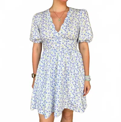 Umgee Dainty Floral Mini Dress In Blue Multi