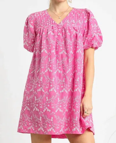 Umgee Daisy Days Mini Dress In Pink