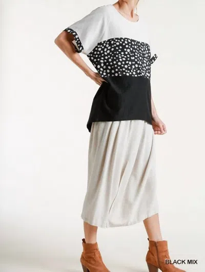 Umgee Dalmatian Color Block Top In Black/white