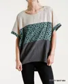 Umgee Dalmatian Color Block Top In Mint