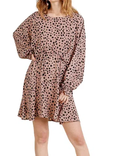 Umgee Dalmatian Keyhole Dress In Dusty Rose In Multi