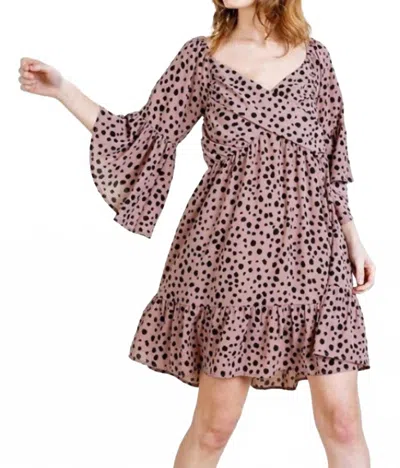 Umgee Dalmatian Print Sweetheart Dress In Rose In Pink
