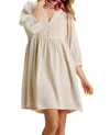 Umgee Dancing Alone Embroidered Dress In Oatmeal In White