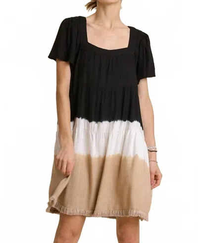 Umgee Dip Dye Color Block Dress In Black In Multi