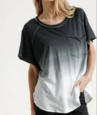 Umgee Dip Dye Raw Edged Top In Black