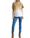 Umgee Dip Dye Raw Edged Top In Camel In Brown