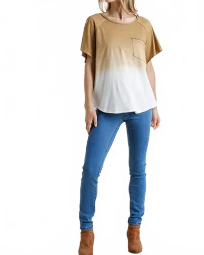 Umgee Dip Dye Raw Edged Top In Camel In Brown