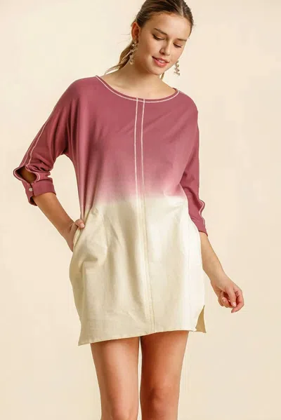 Umgee Dip-dye Dress In Berry Natural In Multi