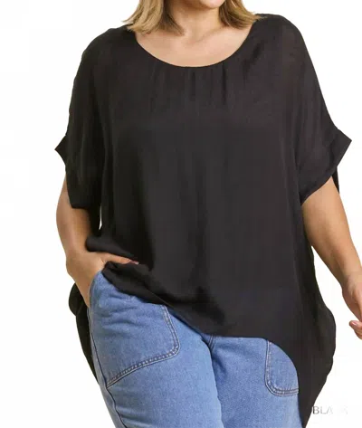 Umgee Dolman Sleeve Sheer Layered Top - Plus In Black