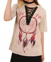 Umgee Dream Catcher Graphic Top In Latte In Neutral