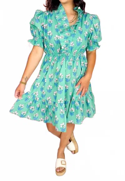 Umgee Dreaming Of Spring Dress In Green Mix In Multi