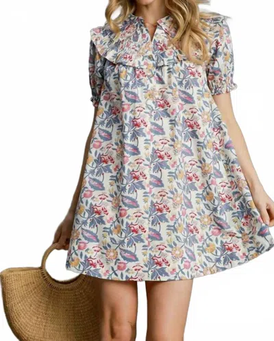 Umgee Dress In White Mix In Multi
