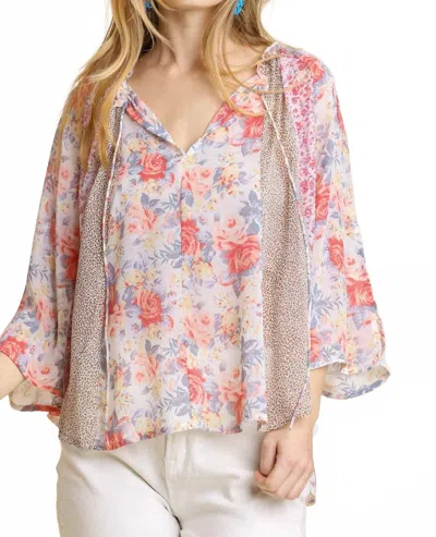 Umgee Dual Desires Blouse In Pink Floral