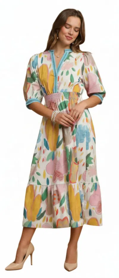 Umgee Early Spring Dress In Floral In Multi