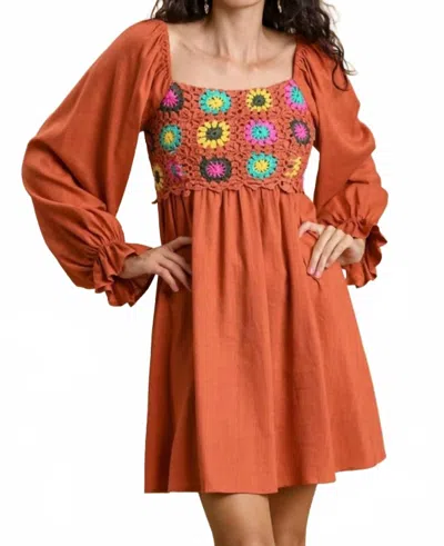 Umgee Ellie Crochet Dress In Orange Multi