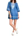 Umgee Embroidered Denim Dress In Blue In Blue
