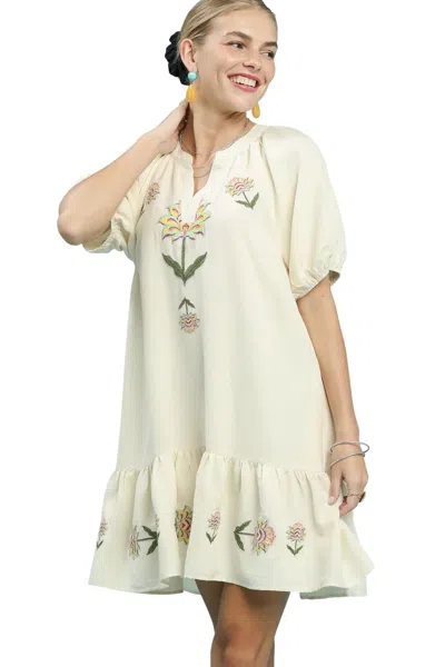 Umgee Embroidered Dress In Ecru In Neutral