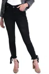 Umgee Embroidered Lace Up Ankle Skinny Jeans In Black In Black