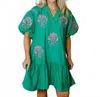 Umgee Embroidered Mini Dress In Kelly Green In Multi