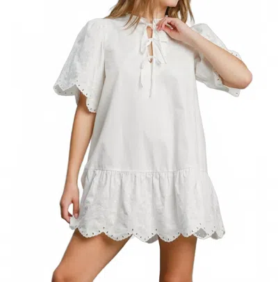 Umgee Embroidered Mini Dress In White