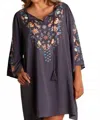 Umgee Embroidered Shift Dress - Plus In Slate In Purple