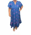 Umgee Embroidered Tiered Midi Dress In Multi In Blue