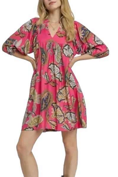 Umgee Fall Botanicals Dress In Salmon In Pink