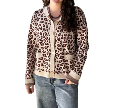 Umgee Fantastic Leopard Print Cardigan In Cream Multi In Animal Print