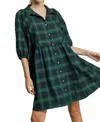 Umgee Favorite Plaid Mini Dress In Green In Pattern