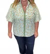 Umgee Field Of Flowers V-neck Blouse In Multi In Green