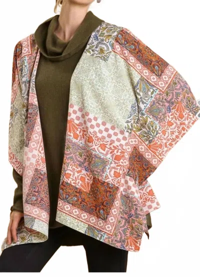 Umgee Flirty Fall Mixed Print Kimono In Red Multi