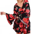Umgee Floral Bell Sleeve Romper In Navy Mix