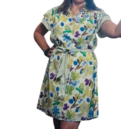 Umgee Floral Belted Mini Dress In Sage In Multi