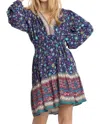 Umgee Floral Border Print Babydoll Dress In Multi In Multi