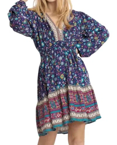 Umgee Floral Border Print Babydoll Dress In Multi