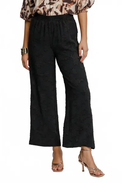 Umgee Floral Burnout Wide Leg Pants In Black