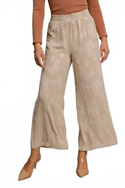 Umgee Floral Burnout Wide Leg Pants In Taupe In Multi