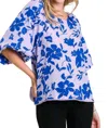 Umgee Floral Graphic Print Blouse In Lavender In Multi
