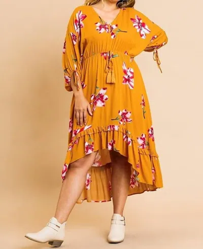 Umgee Floral High Low Dress -plus In Orange