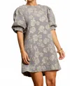 Umgee Floral Jacquard Mini Dress In Light Grey In Gray