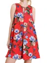 Umgee Floral Keyhole Bohemian Dress In Tomato Mix In Red
